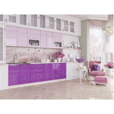 Кухня "Адель" 1,4 м. МДФ Принцесса (сиреневый-розовый глянец)