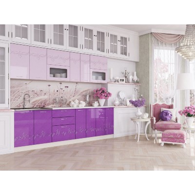 Кухня "Адель" 1,4 м. МДФ Принцесса (сиреневый-розовый глянец)