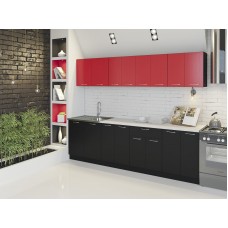 Кухня "Лана" 2,2 м. ЛДСП  (черный-красный)