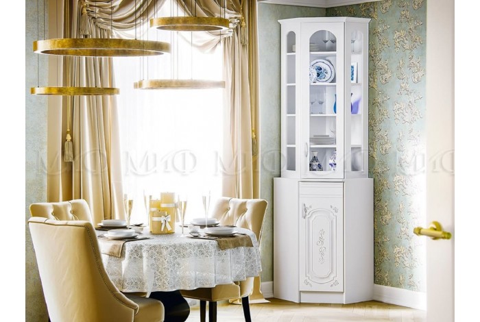 Буфет Лиза-2 угловой белый глянец