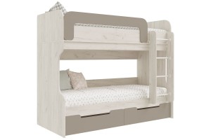 Кровать двухъярусная "Юниор-4" (дуб крафт белый - шарли мокко)