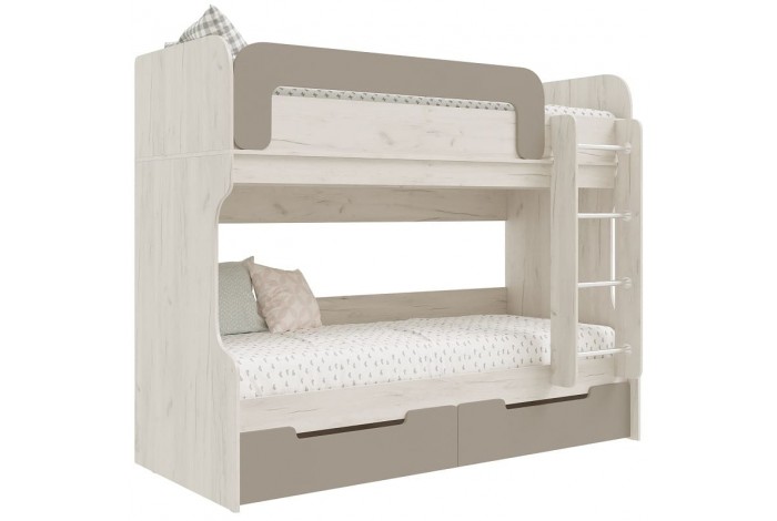Кровать двухъярусная Юниор-4 дуб крафт белый - шарли мокко