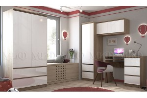 Детская модульная комната "Челси" вариант 4 (дуб сонома - белый глянец холодный)