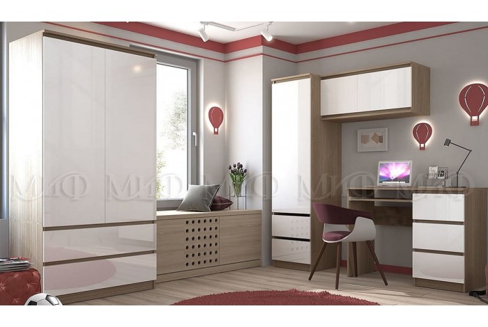Детская комната Челси вариант 4 дуб сонома - белый глянец холодный