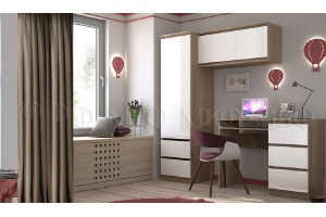 Детская модульная комната "Челси" вариант 5 (дуб сонома - белый глянец холодный)