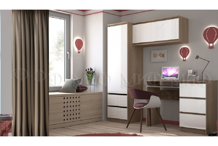 Детская комната Челси вариант 5 дуб сонома - белый глянец холодный