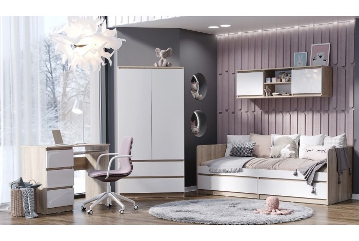 Детская комната Челси вариант 3 дуб сонома - белый глянец холодный