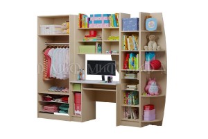 Детская стенка "Юниор-2 Лофт" (белый - бетон светлый)