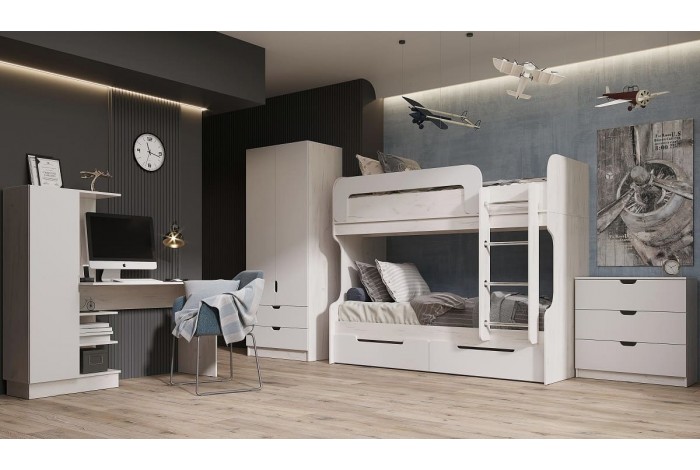 Детская комната Юниор-4 вариант 2 дуб крафт белый - шарли белый