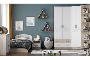 Детская модульная комната "Мартина" вариант 2 (дуб сонома - белый глянец)