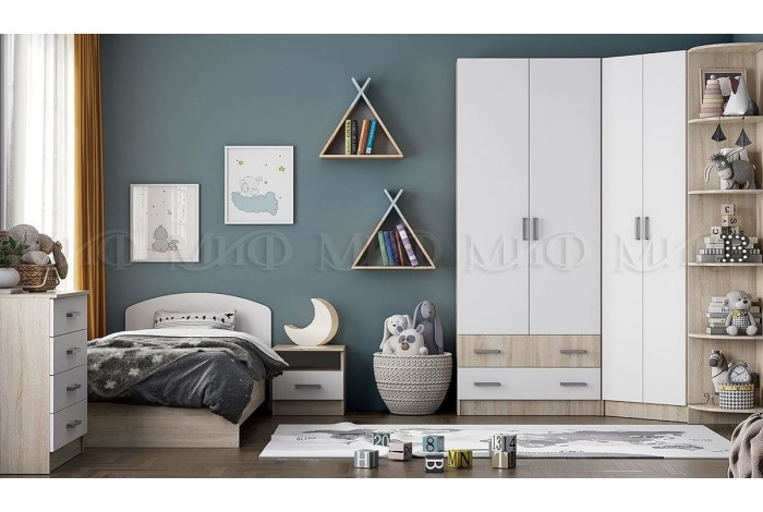 Детская комната Мартина вариант 2 дуб сонома - белый глянец