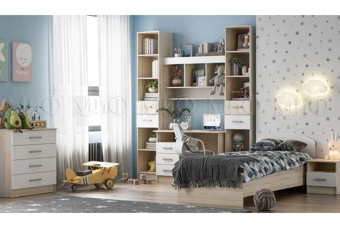 Детская комната Мартина вариант 3 дуб сонома - белый глянец