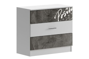 Комод Вега NEW Позитив 3 ящика (белый - бетон темный)