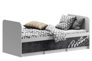 Кровать "Вега NEW Позитив" (белый  - бетон темный)