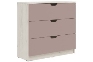 Комод Юниор-4 с 3-мя ящиками (дуб крафт белый - шарли Pink)