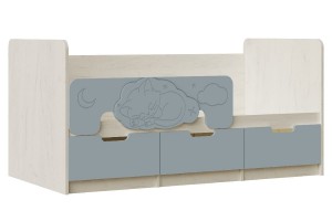 Кровать "Юниор-4" 1,6*0,8 (дуб крафт белый - шарли бриз)