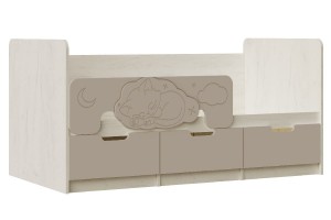 Кровать "Юниор-4" 1,6*0,8 (дуб крафт белый - шарли мокко)