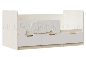 Кровать "Юниор-4" 1,8*0,8 (дуб крафт белый - шарли Pink)