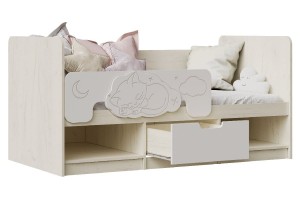 Кровать "Юниор-4" 1,8*0,8 (дуб крафт белый - шарли белый)