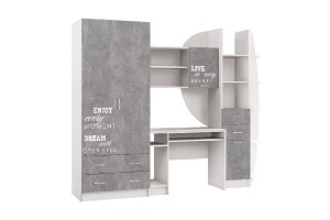 Детская модульная комната "Юниор-2 Лофт" (белый - бетон светлый)