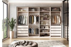 Набор шкафов "Ларго" в гардеробную вариант №2 без фасадов (кашемир)