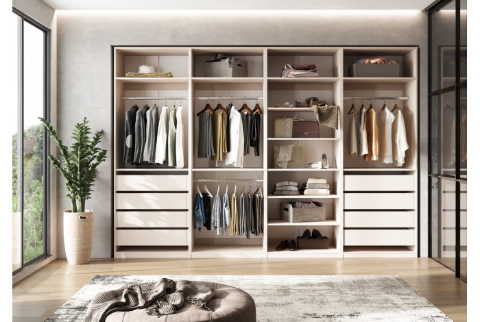 Набор шкафов Ларго в гардеробную вариант №2 без фасадов кашемир