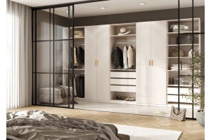 Набор шкафов "Ларго" в гардеробную вариант №4 (кашемир)