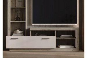 Гостиная "Ангара" центральная секция (дуб крафт серый - кашемир)