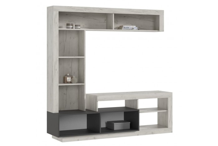 Гостиная центральная часть Ангара дуб крафт белый - графит