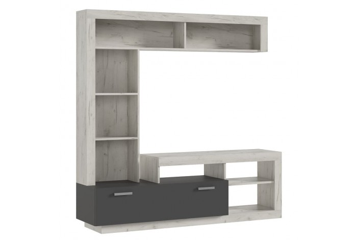 Гостиная центральная часть Ангара дуб крафт белый - графит