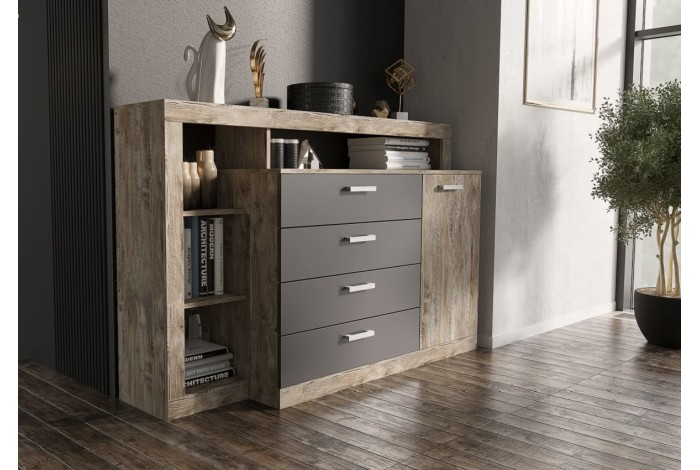 Комод (2УПК) Ангара графит - дуб Юкон