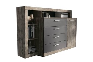 Гостиная "Ангара" центральная секция (дуб Юкон - графит)