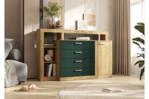 Комод (2УПК) Ангара (дуб крафт золотой - изумрудный)
