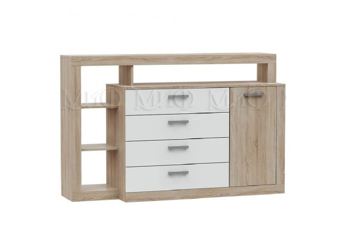 Гостиная Ангара со шкафом дуб сонома - белый глянец