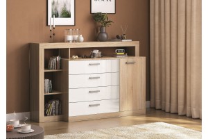 Комод (2УПК) Ангара (белый глянец - дуб сонома)