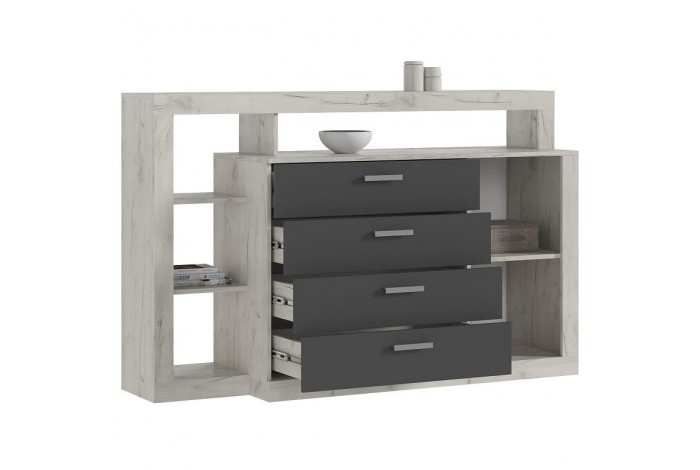 Гостиная центральная часть Ангара дуб крафт белый - графит