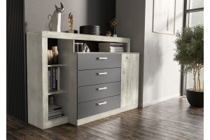 Комод (2УПК) Ангара (дуб крафт белый - графит)