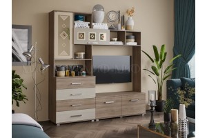 Гостиная "Белла" центральная часть (ясень шимо светлый - ясень шимо темный)