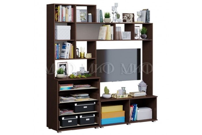 Гостиная Белла с 3-х створчатым шкафом дуб беленый - венге