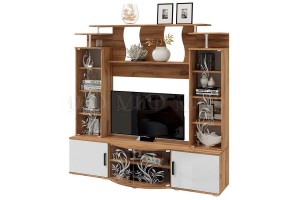 Гостиная "Виста" центральная секция (белый глянец - дуб крафт золотой)