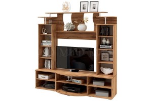 Гостиная "Виста" центральная секция (белый глянец - дуб крафт золотой)