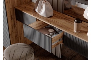 Набор Марвэл Шкаф 2-х ств и Полка косметическая (Браш Графит - Дуб Крафт Золотой)