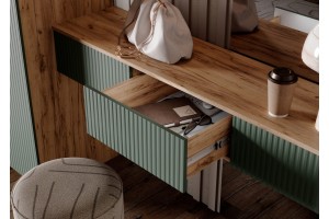 Набор Марвэл Шкаф 2-х ств и Полка косметическая (Браш Мени Грин - Дуб Крафт Золотой)