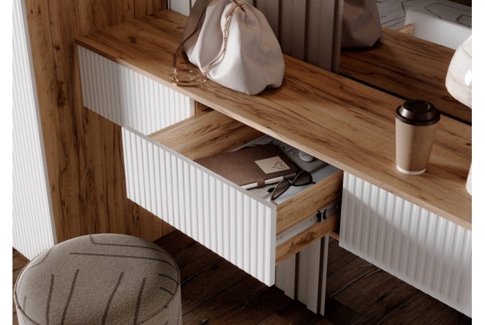 Тумба полка Марвэл косметическая дуб крафт золотой - браш вайт