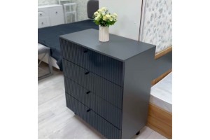 Комод Оливия 4 ящика (графит - графит глянец)