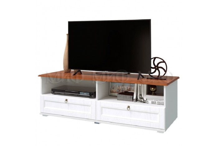 Тумба под ТВ Валенсия белый - орех - белый матовый
