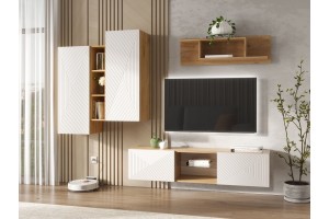 Гостиная "Флэш-1" (Дуб Крафт золотой - Браш Вайт)