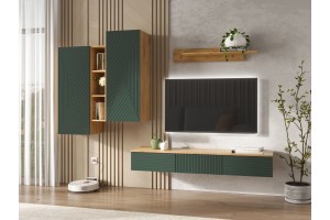 Гостиная "Флэш-2" (Дуб Крафт золотой - Браш Мени Грин)