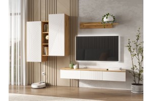 Гостиная "Флэш-2" (Дуб Крафт золотой - Браш Вайт)