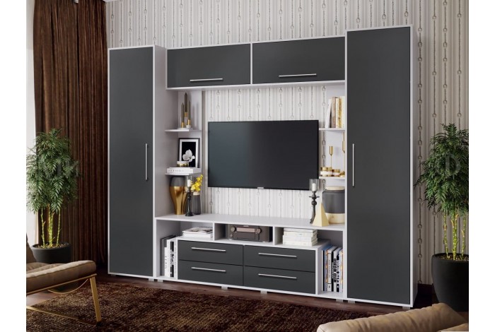 Гостиная Гармония графит софт - белый